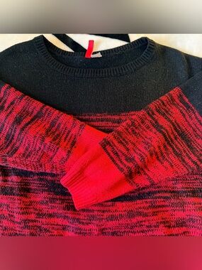 H&M Black and Red Marled Crewneck Sweater
